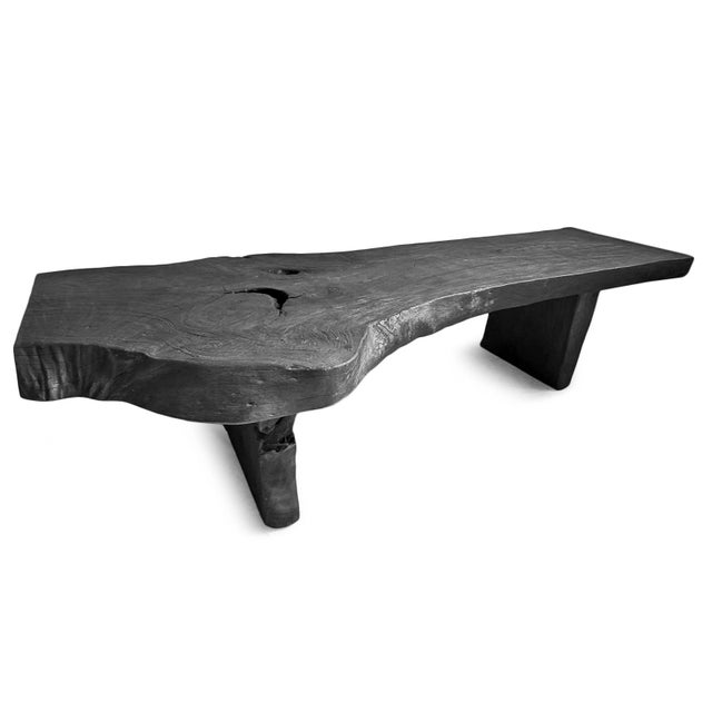 Black Natural Edge Slab Organic Modern Bench/Coffee Table For Sale - Image 4 of 10