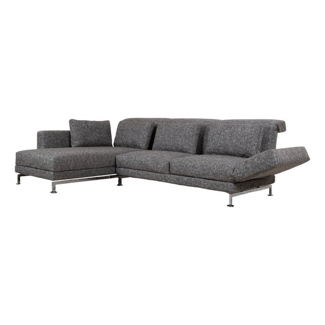 Moule Fabric Corner Sofa in Grey with Manual Function and Left Chaise Lounge from Brühl For Sale