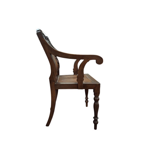 Pair of Caned & Carved Wood Arm Chairs For Sale - Image 17 of 18