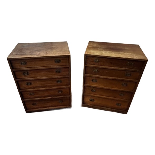 1960s Shōwa-Era Modern Tansu Dressers / Bedside Chests - A Pair For Sale