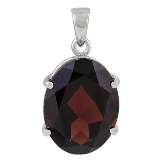 9 Carat Garnet Gemstone Boho Solitaire Pendant- Gifts for Him For Sale