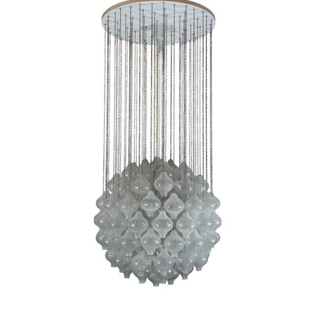 Tulipan Chandelier in Glass and Metal by J.T. Kalmar for Kalmar, Austria, 1970s For Sale
