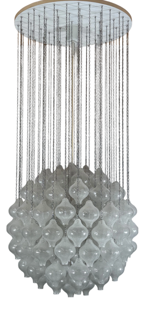 Tulipan Chandelier in Glass and Metal by J.T. Kalmar for Kalmar, Austria, 1970s