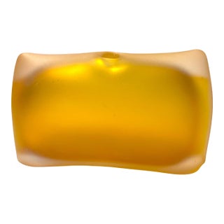 Adam Aaronson England Modern Organic Art Glass Orange Frosted Pillow Vase For Sale