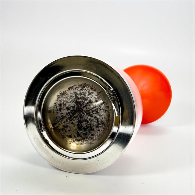 Italian Space Age Floor Ashtray in Orange Plastic and Chrome, 1970s For Sale - Image 3 of 14