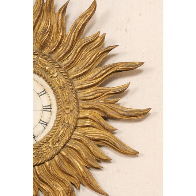 Mid 20th Century Spanish Gold Sunburst Wall Clock For Sale In Atlanta - Image 6 of 9