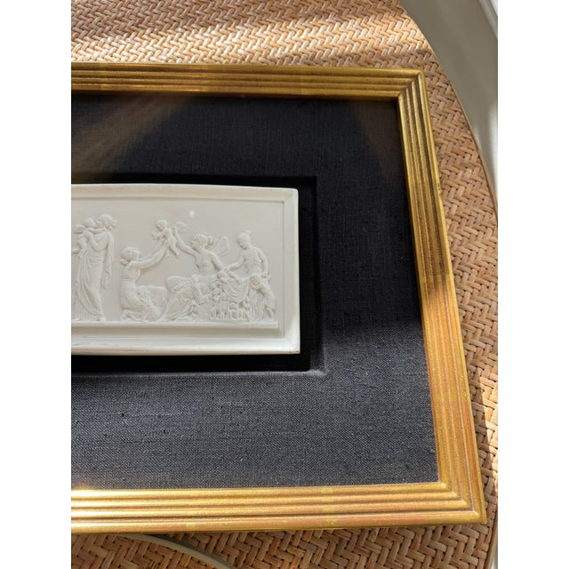 Royal Copenhagan Mid 20th Century Framed Royal Copenhagen Bisque Porcelain Plaque Entitled Ages of Love. For Sale - Image 4 of 9