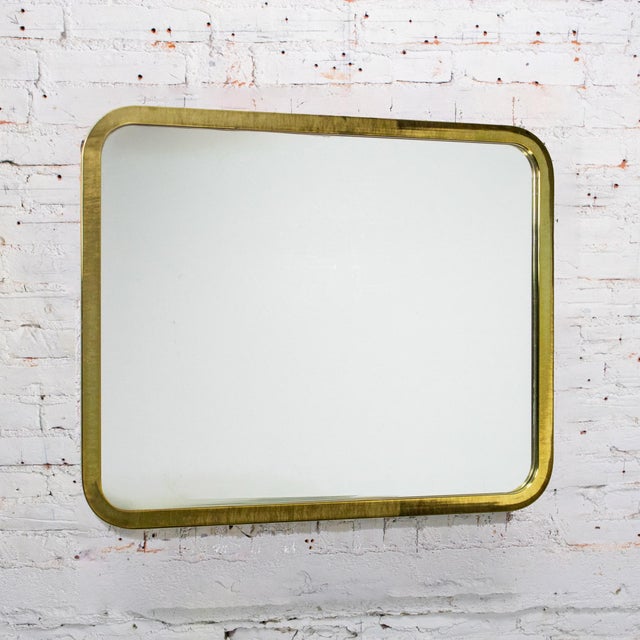 Thayer Coggin Late 20th Century Modern Wall Mirror by Milo Baughman for Thayer Coggin Brass Lamé Shape Frame For Sale - Image 4 of 18