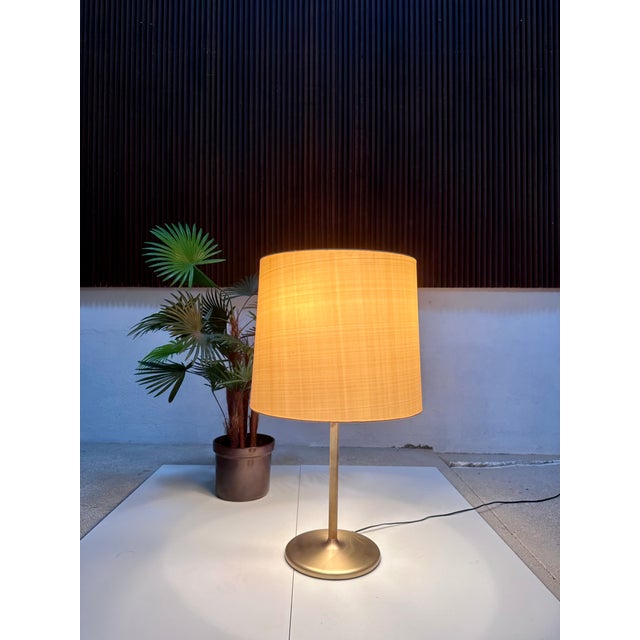 Table Lamp with Brass Base and Silk Shade by Swiss Lamps International, Zurich, 1970s For Sale - Image 10 of 14