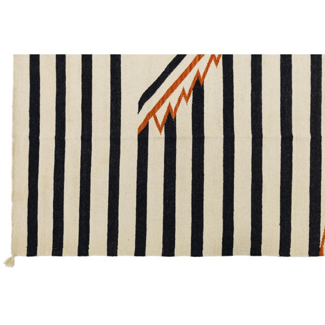 9x12 Modern Navajo-Inspired Geometric Wool Rug– Terracotta, Black & Cream For Sale - Image 10 of 11