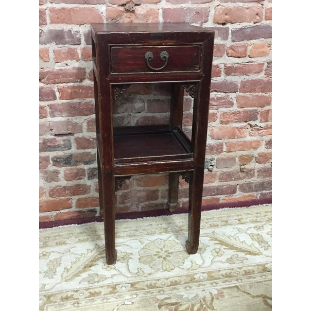 Wood 19th Century Chinese Stand With Drawer and Shelf For Sale - Image 7 of 7
