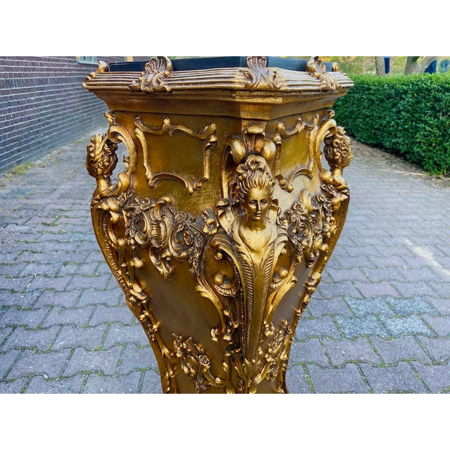 Baroque 1990s Italian Baroque Gold Resin Pedestal - 1 Pc For Sale - Image 3 of 8