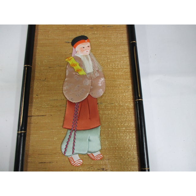 1960's Textile Art of an Asian Male Figure For Sale - Image 6 of 8