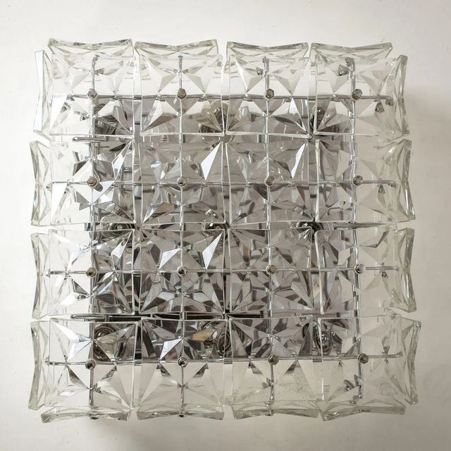 Large Nickel Crystal Glass Flush Mount Lights from Kinkeldey, 1970 For Sale - Image 12 of 18