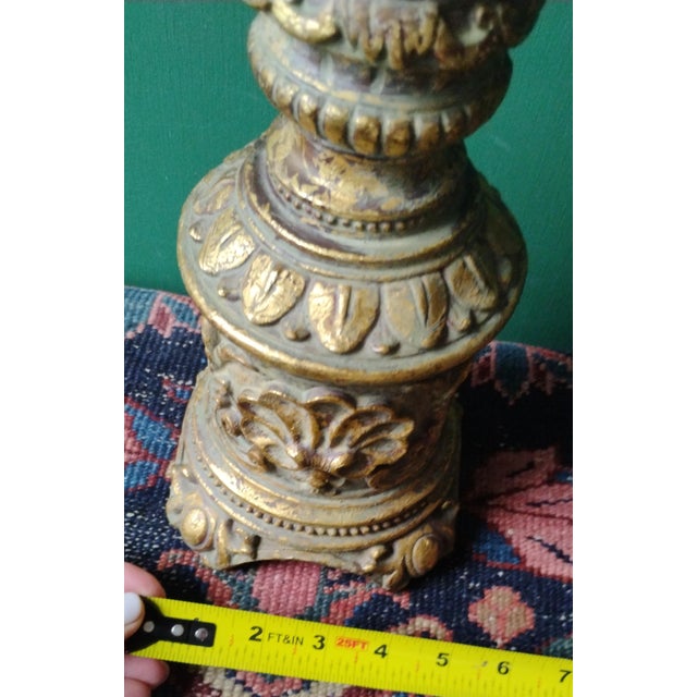 Ornamental & Decorative Materials Early 20th Century Large Gilded Angel Motif Candlestick Holder For Sale - Image 7 of 8