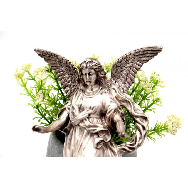 Metal Silver Suspended Holy Water Font with Reliefs For Sale - Image 7 of 8
