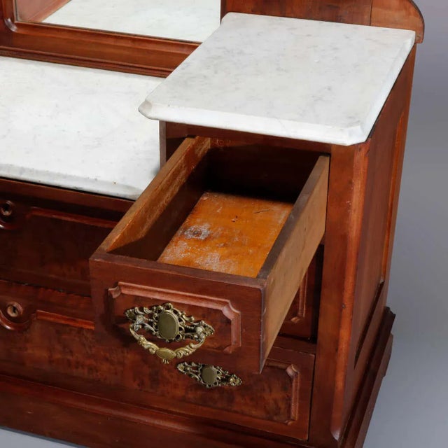 Renaissance Revival Walnut Burl & Ma Drop Center Mirrored Dresser, circa 1880 For Sale - Image 4 of 13