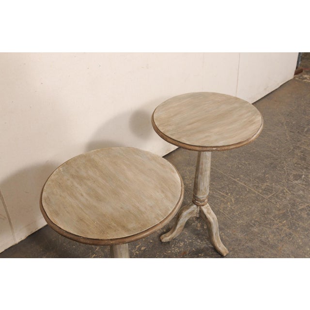 Vintage Round Pedestal Side Tables - A Pair For Sale - Image 9 of 11
