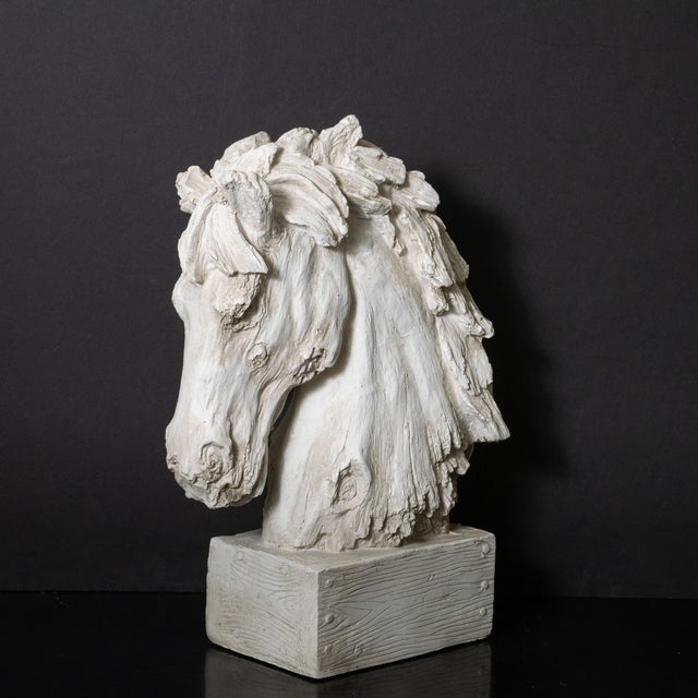 Figurative Composition Faux Wood Horse Head Sculpture For Sale - Image 3 of 12