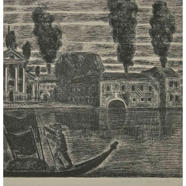 Gondoliers in Venice is anetching realized by Gianpaolo Berto in 1974. 60 X 75 cm , no frame. Edition 31/50. Numbered and...