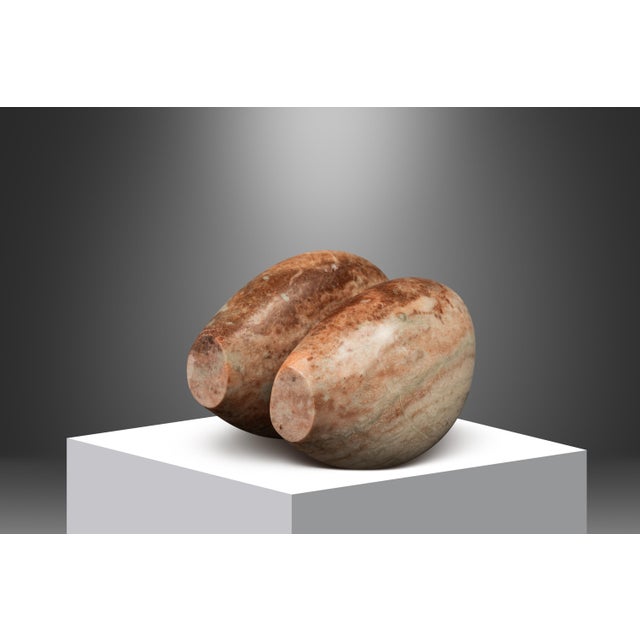 Contemporary Organic Modern "Void Leading to Breath" Sculpture in Solid Pink Alabaster With Solid Aluminum Base Attributed to Mark Leblanc for Leblanc Studios For Sale - Image 3 of 12