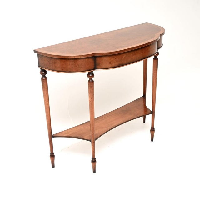 Hollywood Regency Antique Regency Style Burr Walnut Console Table, 1950 For Sale - Image 3 of 10