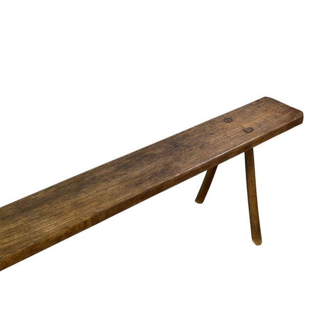 Brown Antique French Rustic Farmhouse Bench For Sale - Image 8 of 15