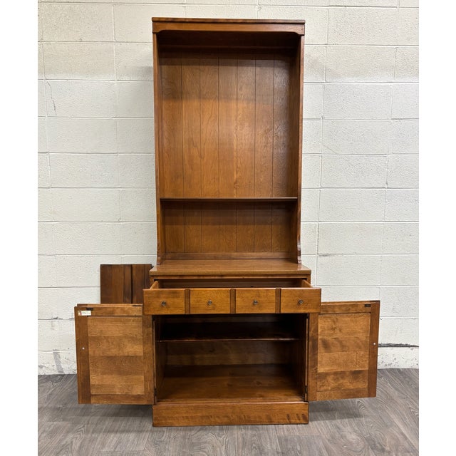 Vintage Ethan Allen Heirloom Nutmeg Maple CRP Cabinet With Hutch Bookcase For Sale - Image 10 of 14