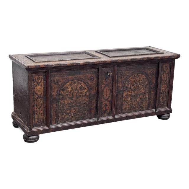 19th Century Austrian Wood Dowry Chest Trunk For Sale