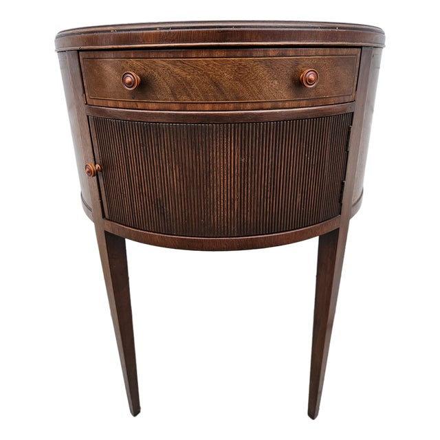 Baker Furniture Mahogany Demilune Side Table Nightstand For Sale