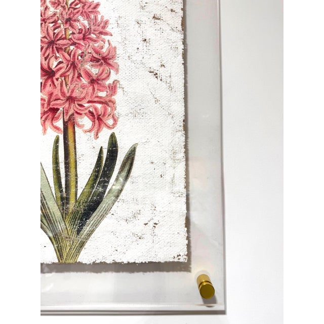 Contemporary Pink Hyacinth - Hand Textured Pink Flower Art For Sale - Image 3 of 6