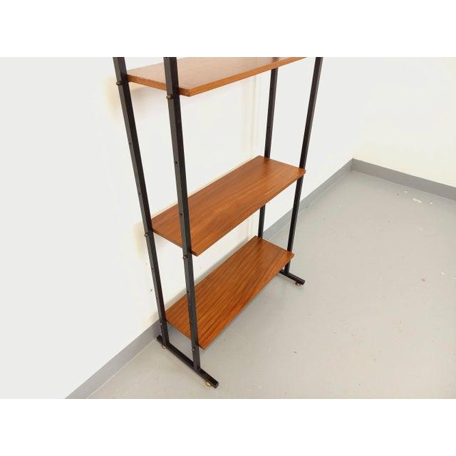 Vintage Italian Modular Teak and Metal Bookcase, 1960s For Sale - Image 3 of 14