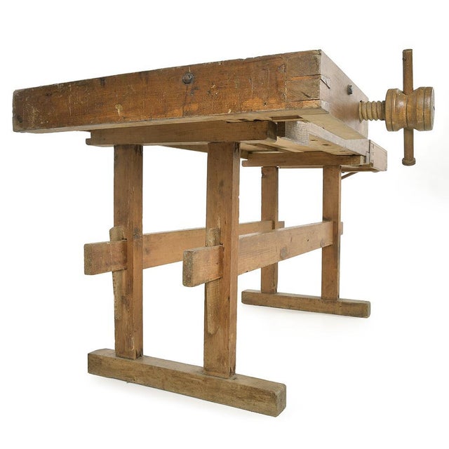 Antique Workbench in Solid Oak For Sale - Image 3 of 8