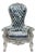 French Throne Chair – Silver Leather High-Back For Sale
