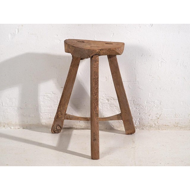 Brown Antique Chinese Elm Stool, 1900s For Sale - Image 8 of 9