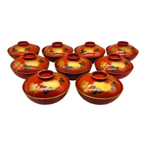 18 Pc, Vintage Japanese Lacquerware Rice Bowl Sets 9 Sets Included