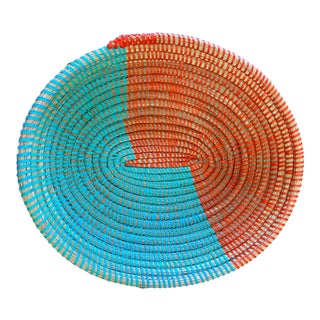 Handmade Woven Wolof Oval Basket From Senegal 12.5" W For Sale