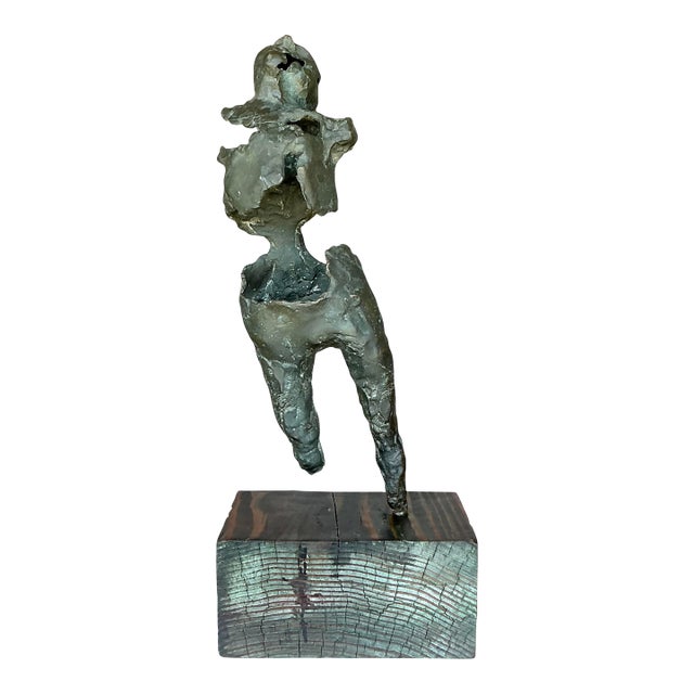 Vintage Boho Patinated Bronze Abstract Figurative Sculpture For Sale