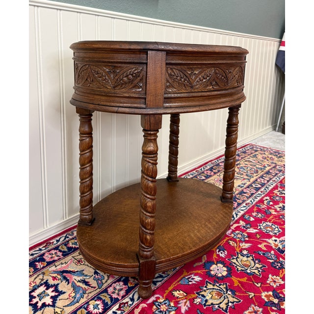 Antique French Oak Barley Twist Standing Planter Jardinière Liner C. 1930s For Sale - Image 14 of 17