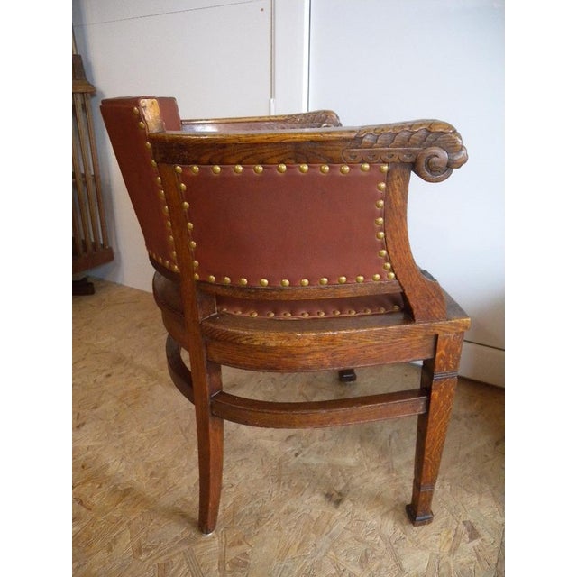 Art Nouveau Armchair in Wood and Cow Leather, 1910 For Sale - Image 16 of 18