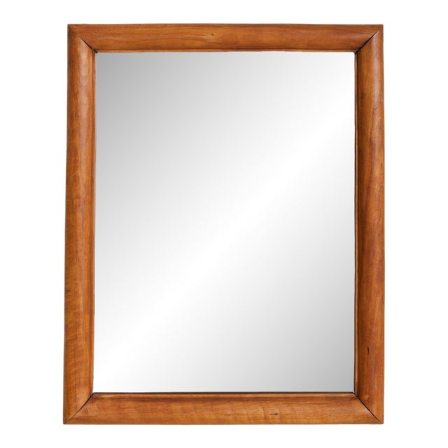 Italian Vertical Rectangular Wall Mirror with Chamfered Wood Frame, 1950s For Sale