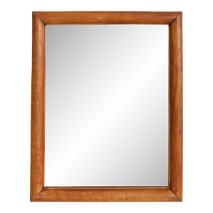Italian Vertical Rectangular Wall Mirror with Chamfered Wood Frame, 1950s