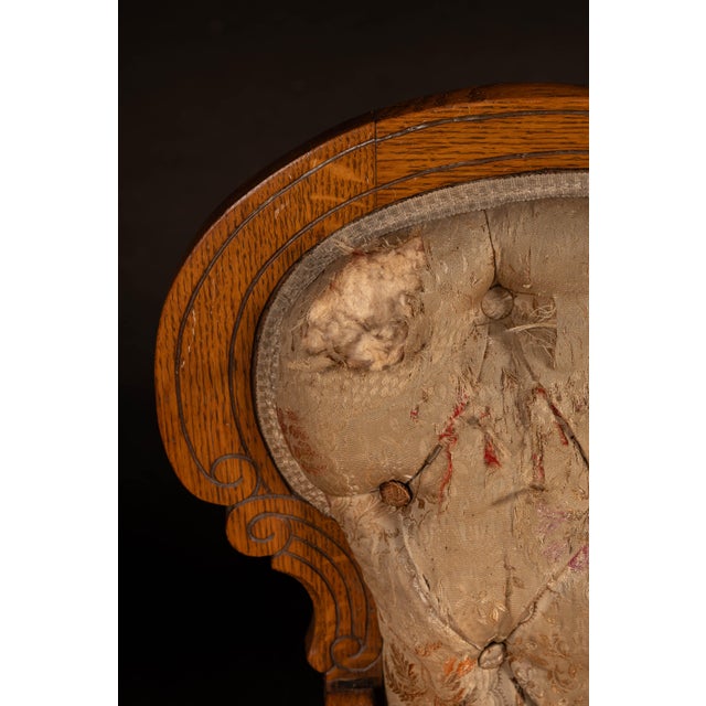 Late 19th Century Victorian Eastlake Carved Oak Parlor Suite – 6 Piece Set For Sale - Image 15 of 18