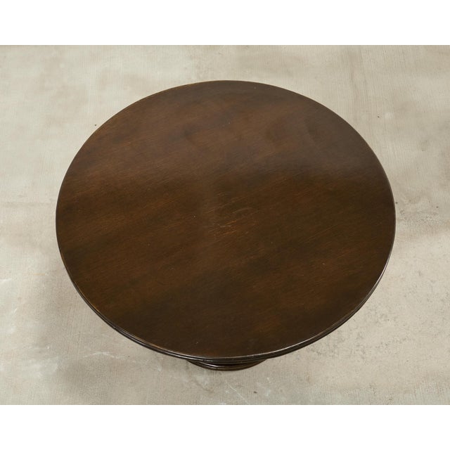 McGuire McGuire Midcentury Organic Modern Round Oak Rattan Dining Table For Sale - Image 4 of 15