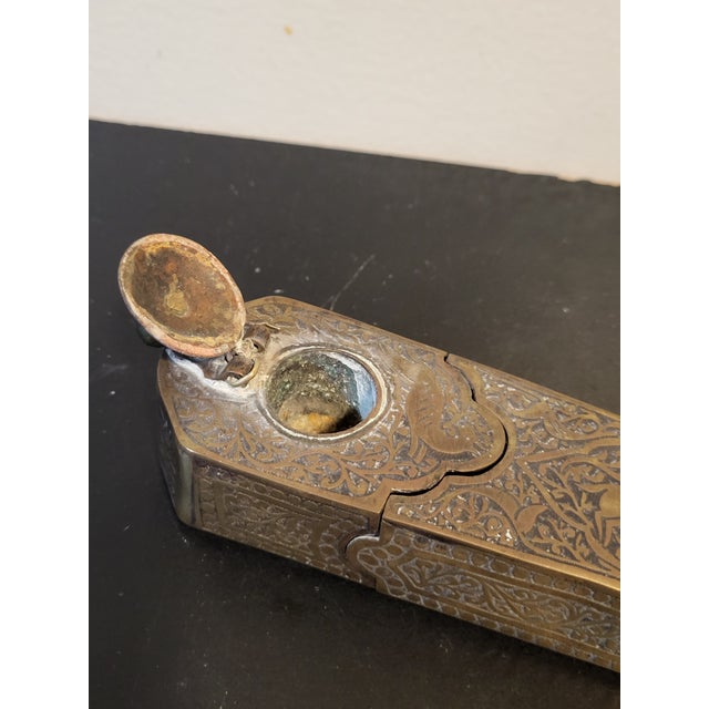 Antique Bronze Repousse IFilligree Pen & Ink Holder For Sale - Image 10 of 17