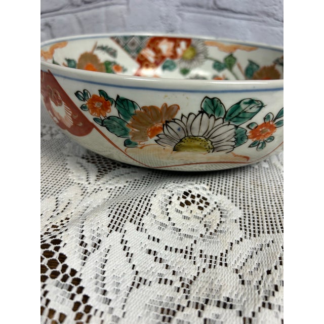 Antique Japanese Imari Porcelain Bowl - 10" Meiji Period Arita Ware - Hand-Painted Floral For Sale In Greensboro - Image 6 of 12