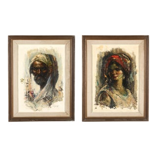 Cyrus Afsary (Iranian/American, 1940-2025) Pair of Portraits, Oil on Canvas For Sale