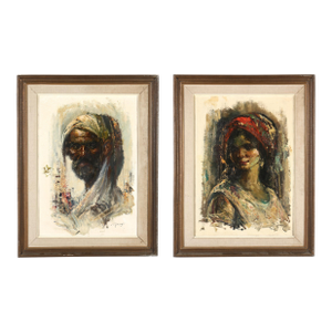 Cyrus Afsary (Iranian/American, 1940-2025) Pair of Portraits, Oil on Canvas