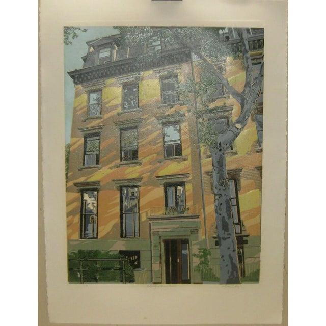 Original Walter Buttrick 'Brooklyn Brownstones' New York City Color Linocut For Sale - Image 13 of 13
