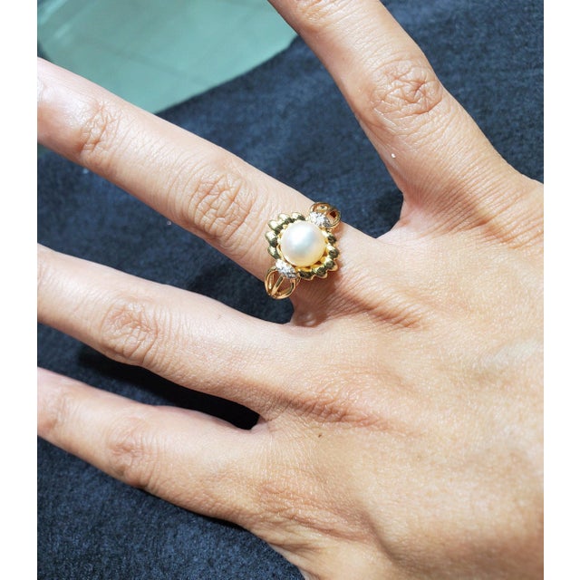 ♥ Product Summary ♥ Main Stone: Pearl & Diamonds Pearl Size: 7mm Band Material: 10k Yellow Gold